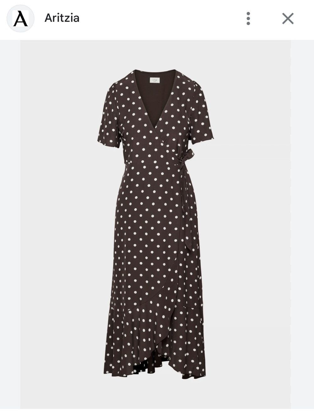 Aritzia Brown Polka Dot Wrap Maxi Dress